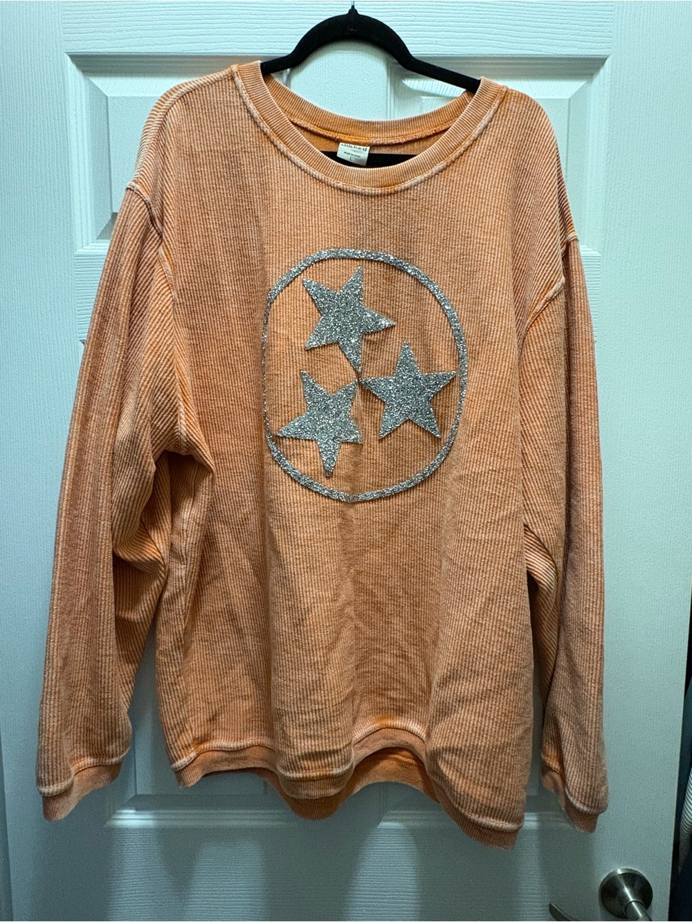 Women's Peach Star-Embroidered Corded Sweatshirt
